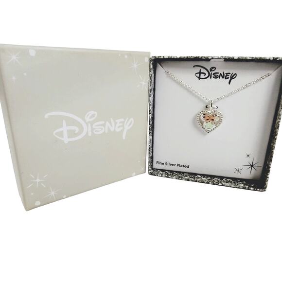 Disney Minnie Mouse Necklace Silver-Toned Heart NIP - Picture 1 of 8